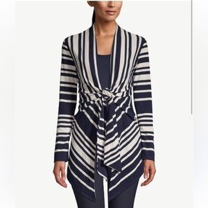 Chico’s NWT Woman’s Everyday Tie Drop Shoulder Striped Cardigan‎